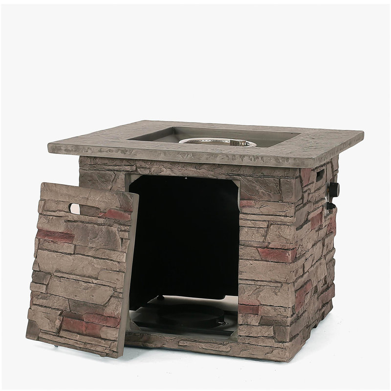 Foyer carré en pierre 32 po Mgo avec couvercle gris - 40 000 Btu