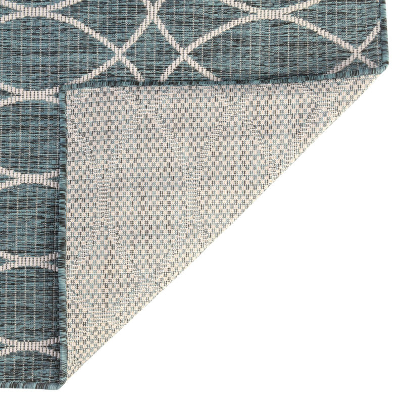 Teal Gitter Indoor/Outdoor Trellis Rug, Rectangle 9' x 12'