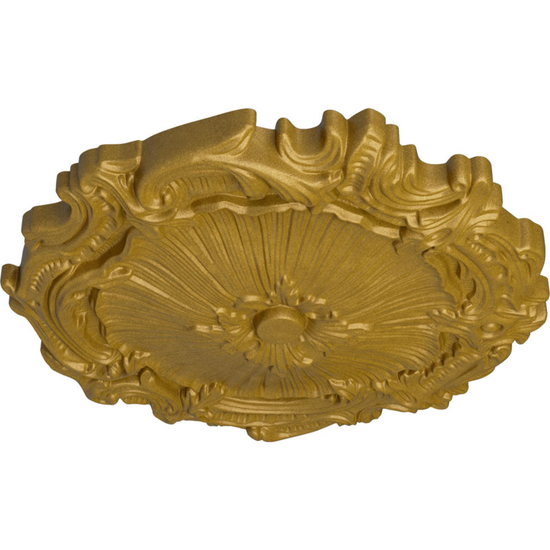 Médaillon de plafond Endurathane Wigan, DE 16 po x P 2 1/4 po, fini blanc ultra pur peint à la main, Or du Pharaon
