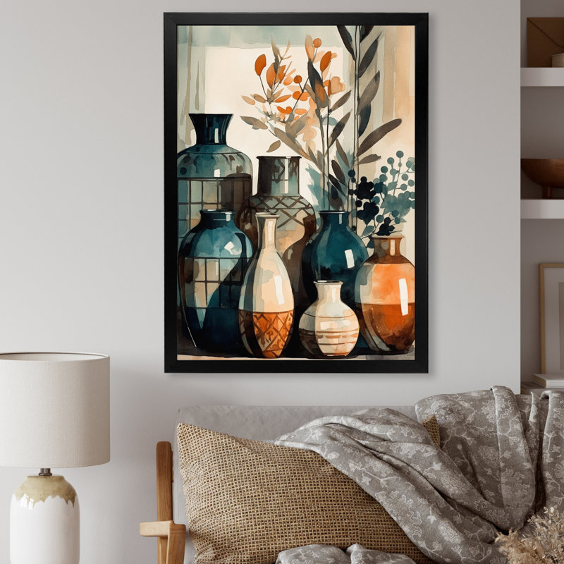 Vase en céramique Roumpini, Cadre photo noir, H 20 po x l 12 po x P 1 po