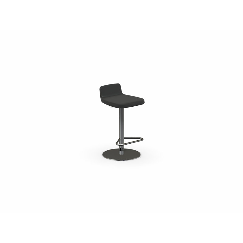 Riley Upholstered Adjustable Stool with Swivel Base, Black
