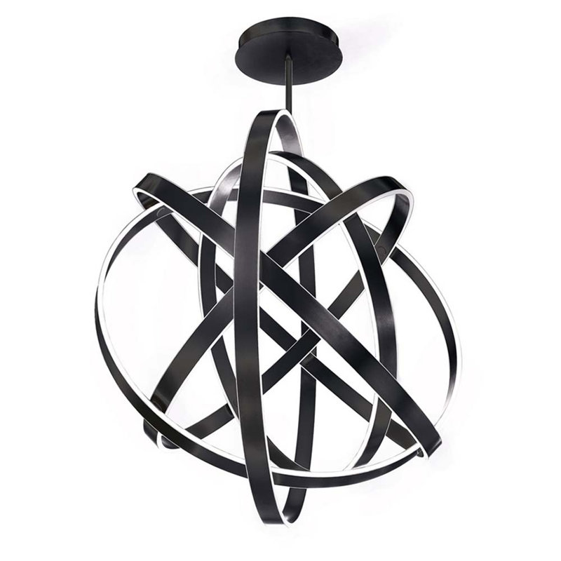 Kinetic 1-Light Single Globe LED Pendant, 3500 Color Temperature, Black, 60" H x 60" W x 60" D