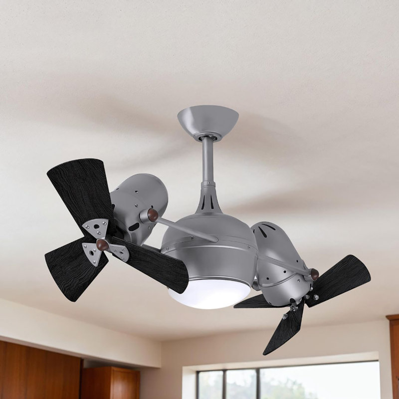 Ventilateur de plafond double DEL à 41 pales de 41 po avec télécommande et ensemble d'éclairage inclus Dagny, Nickel brossé