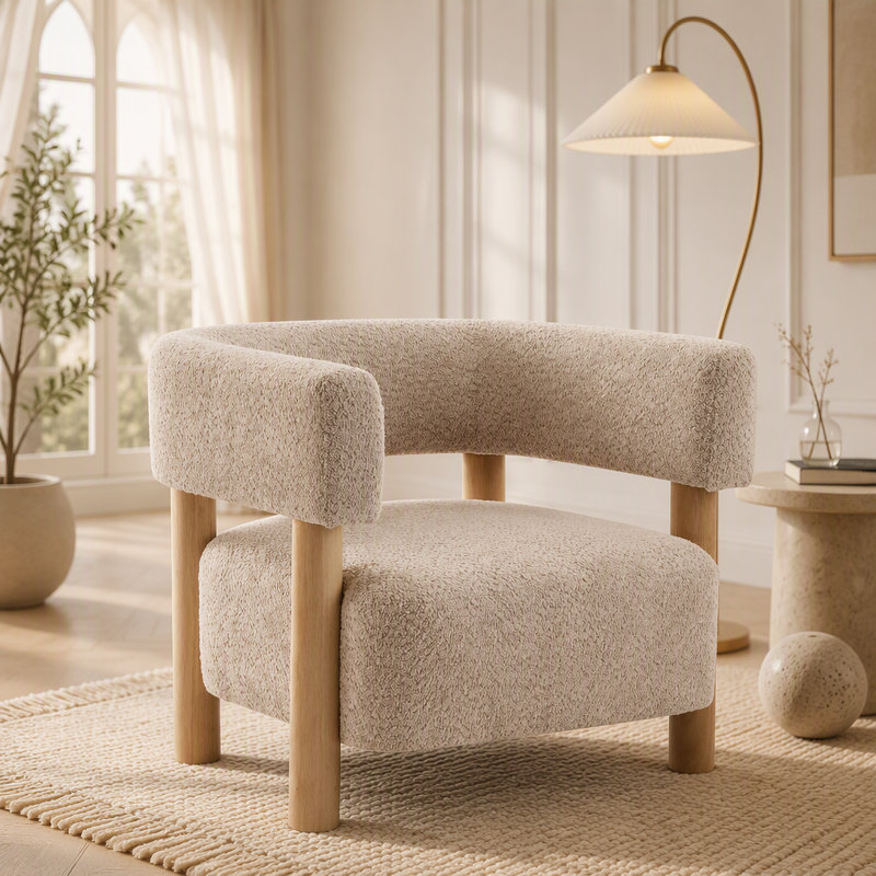 Boucle Upholstered Accent Arm Chair