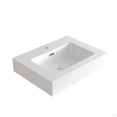 Lavabo intégré à surface solide sans drain ni robinet