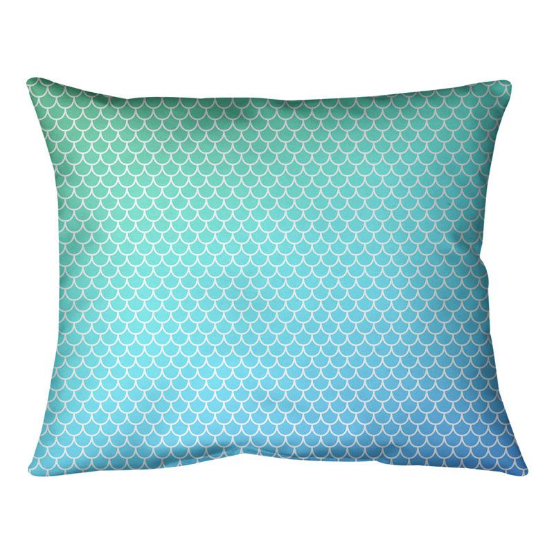 Coussin Mermaid Scales, Bourre en polyester, Bleu / vert, H 21,5 po x l 31 po