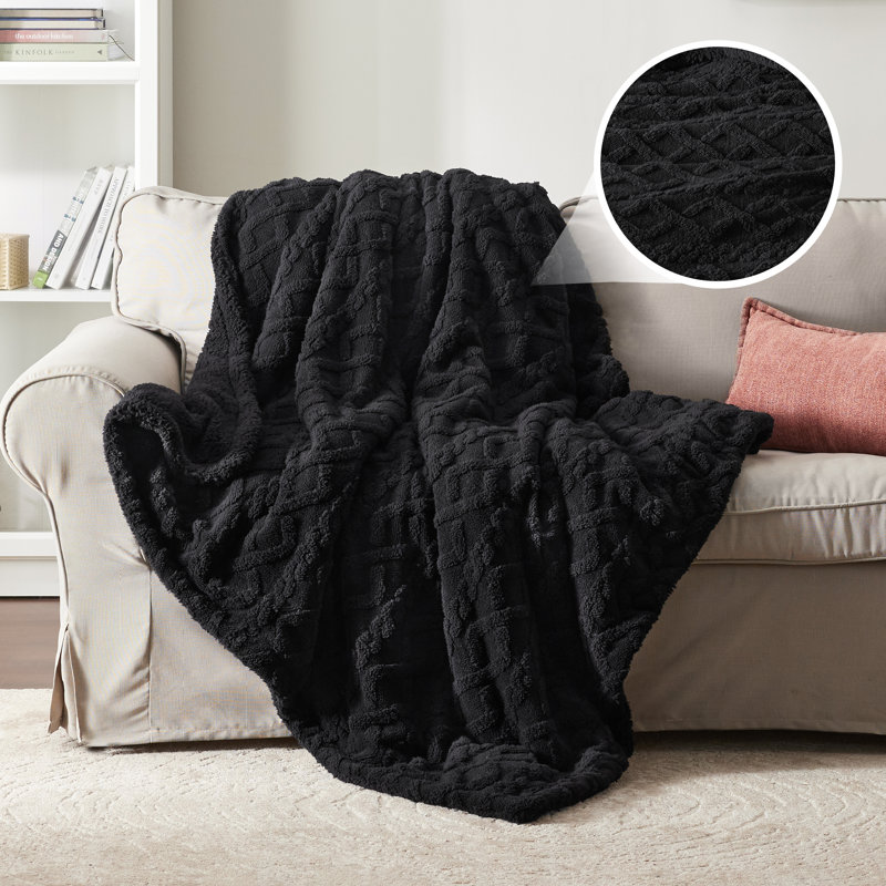 Couvre-lit pour lit Sherpa, Jeté, Noir, noir, noir, noir