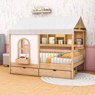 Full Size House Bed with Smart Features and Drawers
