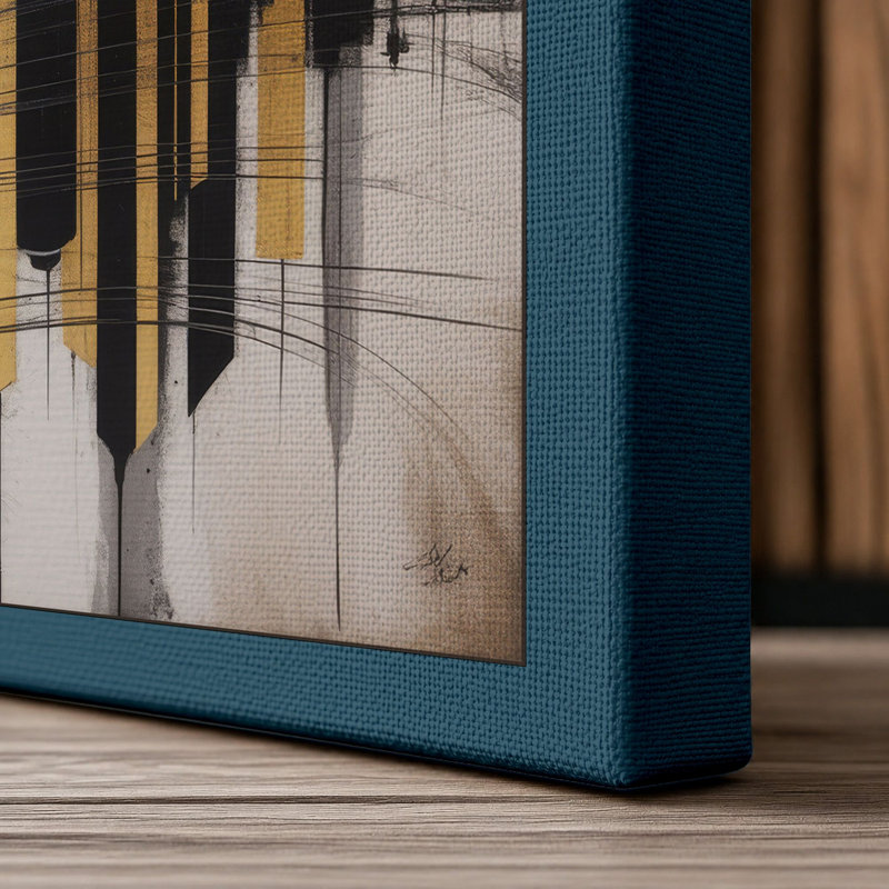 City Reflected Art Deco - Wrapped Canvas, 24x16 - 61.0 x 40.6 cm, Teal Border