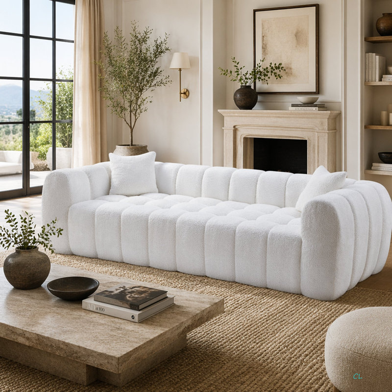 Canapé Marshmallow Cloud Compressed, White Boucle, White