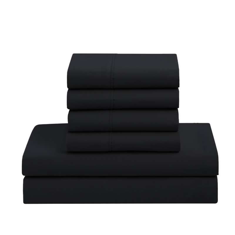 All Season Bed-in-A-Bag 5pc/7pc Solid Color Comforter & Sheet Set Ultra Soft Bedding by Sweet Home Collection, Black