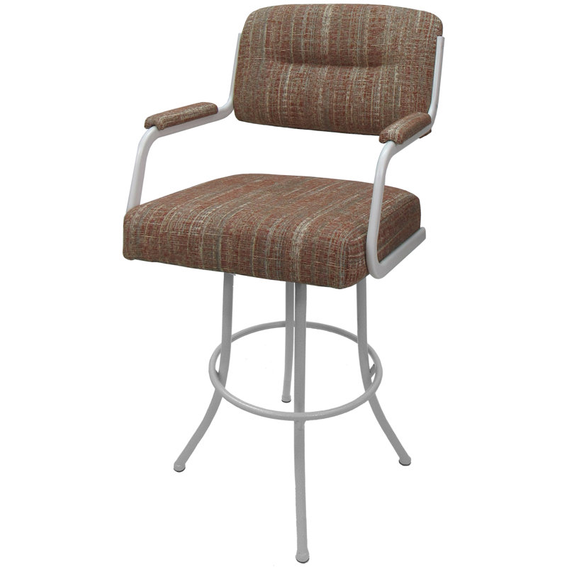 Tabouret de bar Joshua, Mélange de polyester rouge / cadre beige, Très grand (siège d'une hauteur de 34 po), Brown