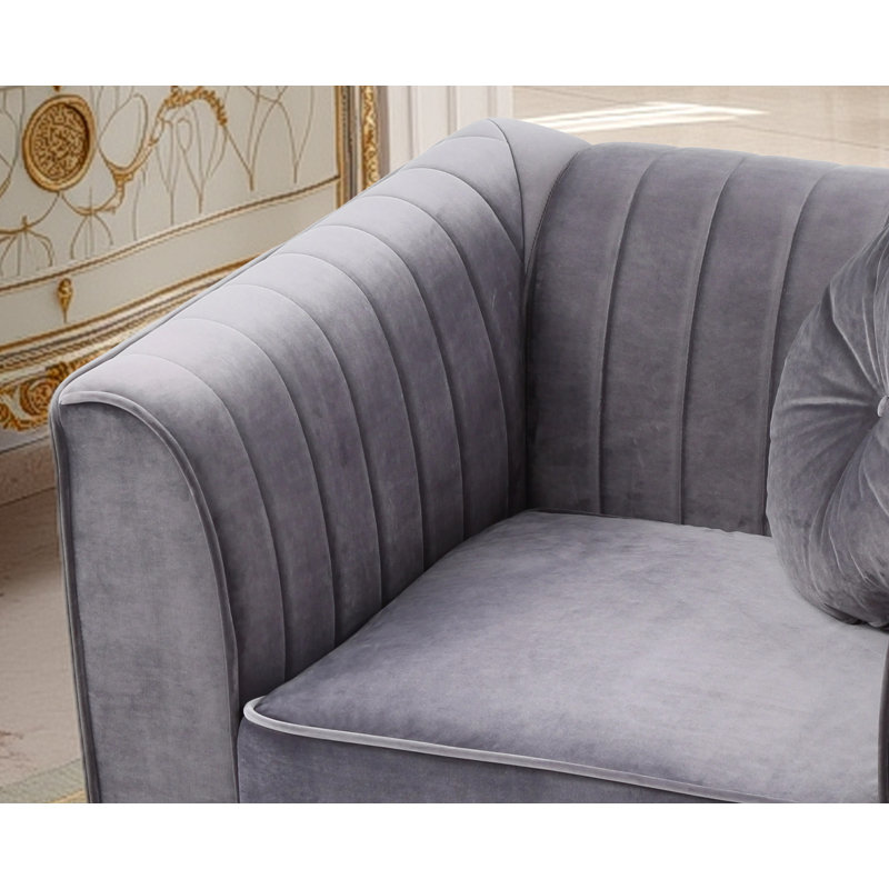 Chaise en velours de suède Tetouan, Gris, 1