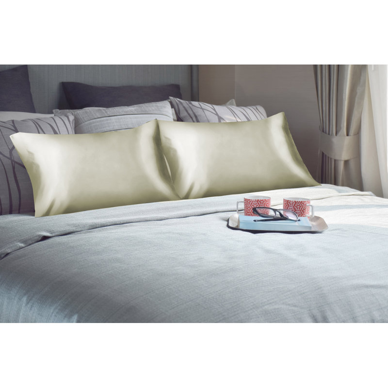 Taie d'oreiller 100% satin , Très grand, Bleu