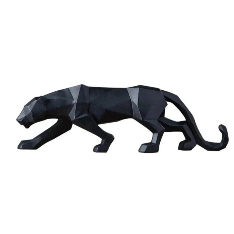 Abstract Panther Statue With Geometric Pattern