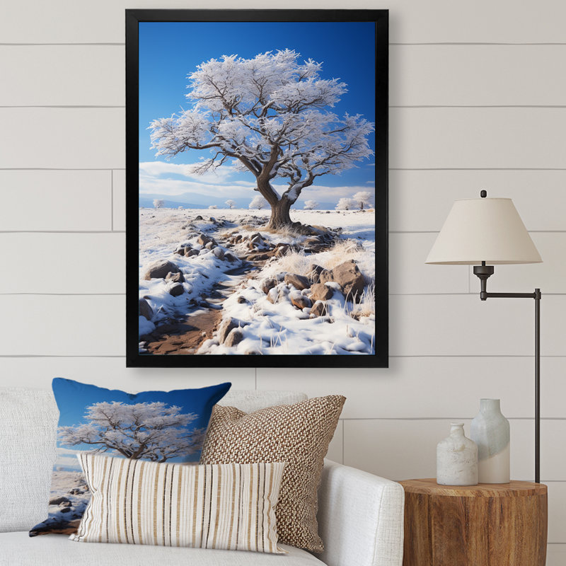 Snow Tree Winters Solitude - impression, H 20 po x l 12 po x P 1 po, Cadre photo noir