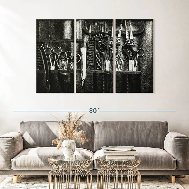 Ensemble de coiffeur sur toile 3 pièces, H 36 po x l 57 po x P 1,25 po