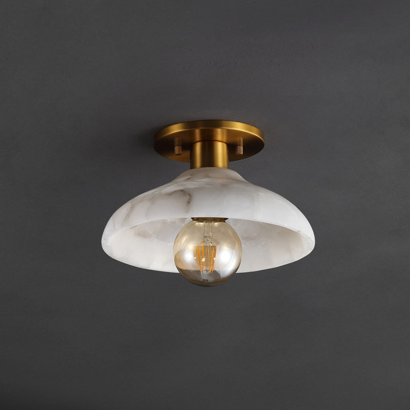 Plafonnier semi-encastré à DEL 1 lumière Mid-Century 10 po Honalee, Doré