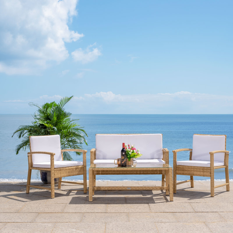 Painuly 4 - Person Patio Conversation Set with Cushions, Natural