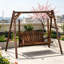 Banc de balançoire en bois 2 places, conception ergonomique, structure en forme de A, stable et antidérapant, balançoire de jardin en bois massif