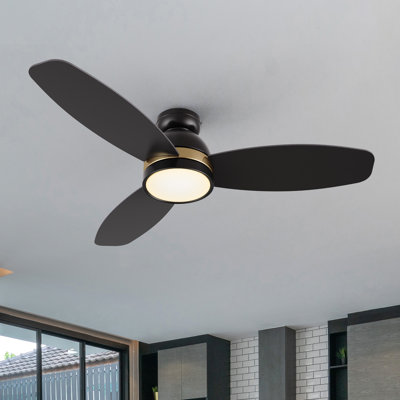 Smart Flush Mount Ceiling Fan with Light, Remote Control, DC Motor