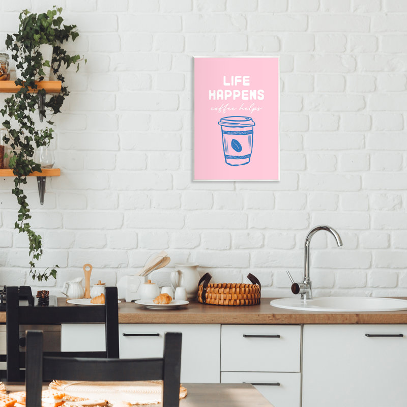«Coffee Helps Life Happen on Pink», plaque murale par JJ Design House LLC, H 15 po x l 10 po
