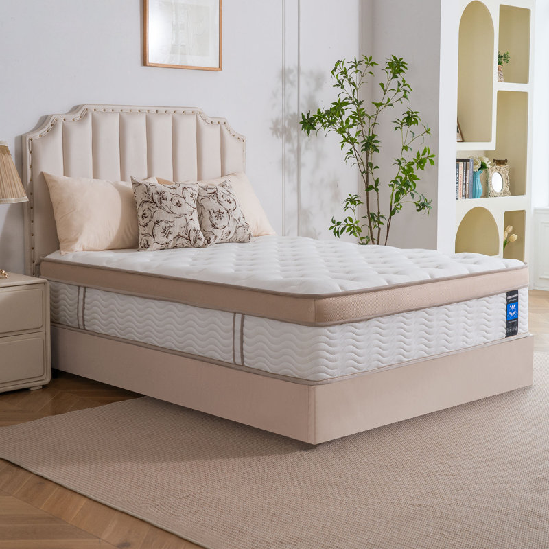 Matelas hybride moyen avec mousse de gel rafraîchissante avec ressorts ensachés certifiés Certipur-Us, soulagement de la pression, isolement du mouvement