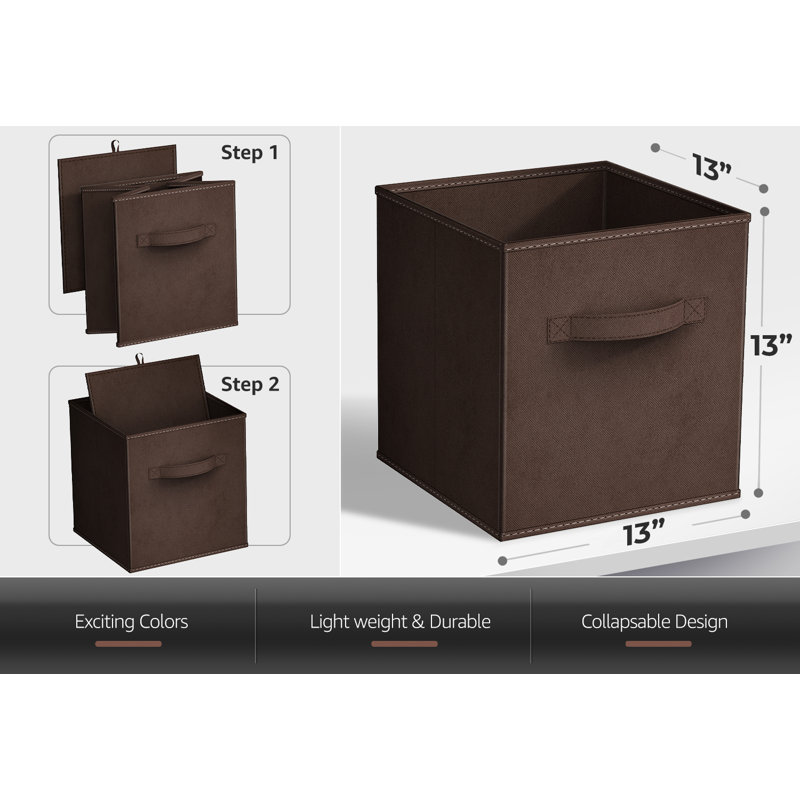 13" Large Foldable Storage Cubes with Handles 1 Piece, Chocolate
