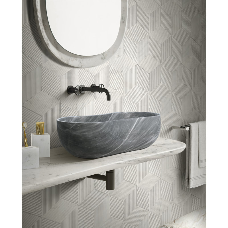 Carrara Gray Natural Marble Bathroom Vessel Sink, Gray