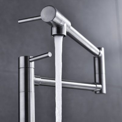 Pot Filler Faucet Extension In Brushed Nickel, Arm For Easy Filling Process, Double Handles To Smooth Water Flow, Surface, Quality Splash- Aerator