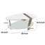 Table basse moderne de 36 pouces, forme elliptique ovale, bois de manguier blanc avec laiton antique