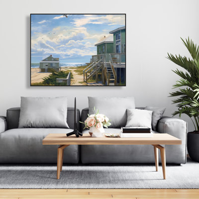 Peaceful House - Sea White Framed Canvas for Home Decor