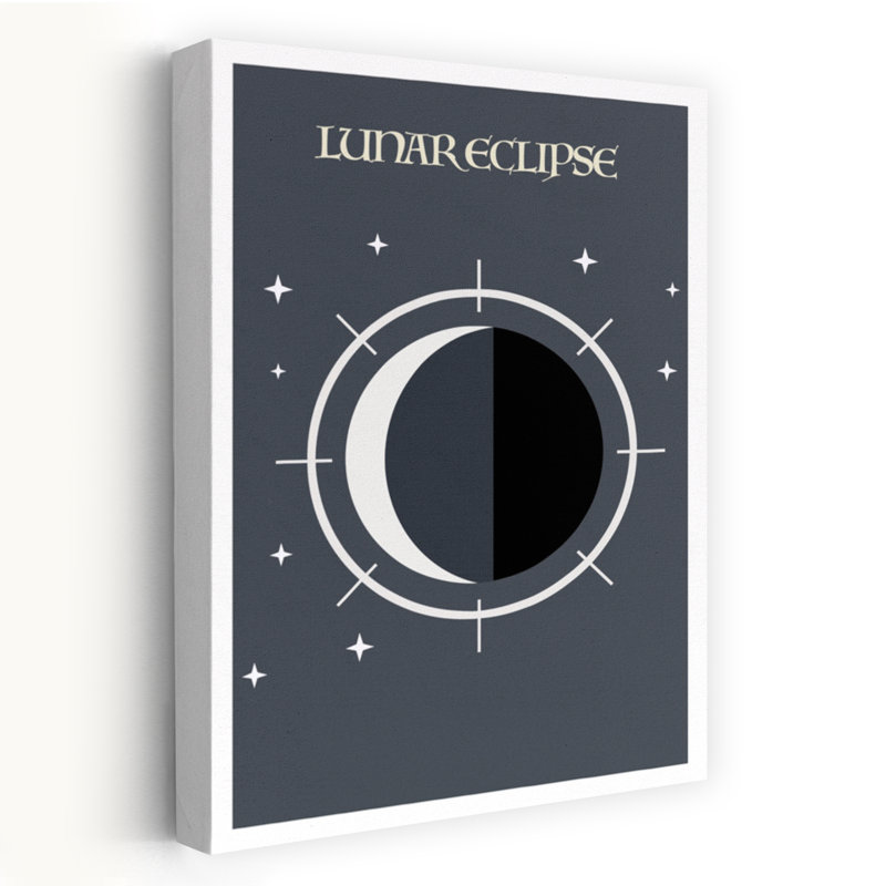 «Lunar Eclipse Night Minimalist Modern Abstract Landscape Nature», reproduction d'art murale, H 48 po x l 32 po