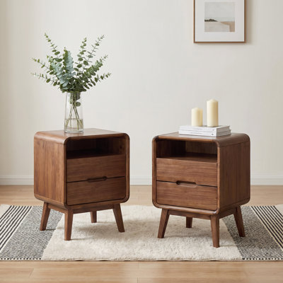 16.5"W Black Walnut Fully-assembled Nightstand with 2 Drawers