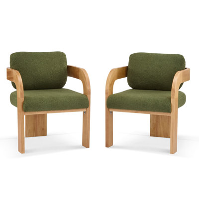 2-Pack Dining Chairs with Pillow Back with Boucle Fabric