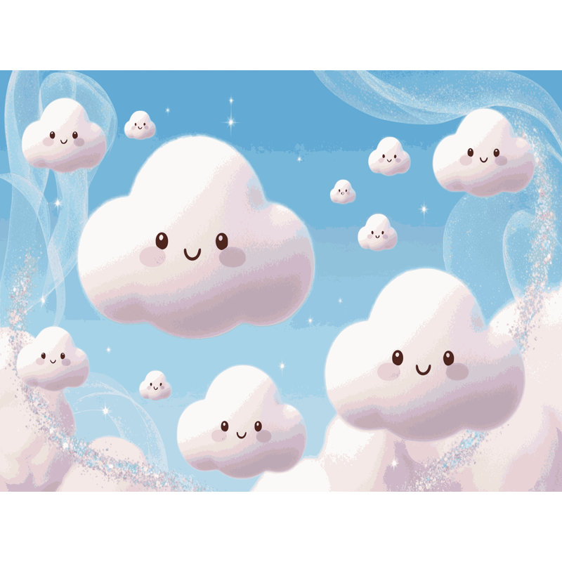 Tapis lavable pour enfant East Urban Home Sky Clouds_Sky041, Rectangulaire 2 pi x 3 pi