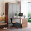 Lit escamotable double avec bureau pliable - Lit escamotable mural - Noyer et gris-1035387864