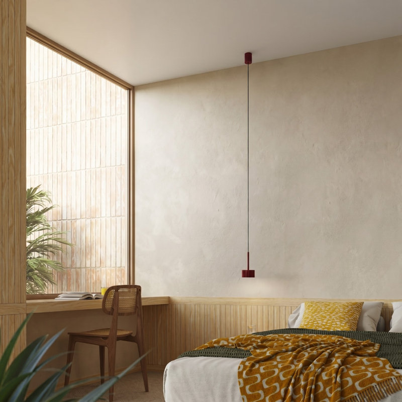 Aura 1 - Light Brushed Nickel Pendant, Burgundy