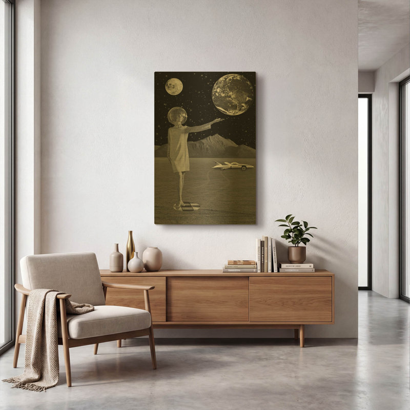 «On a mission» par Elo Marc, art mural en métal doré, 24 po x 36 po, 24 po x 36 po