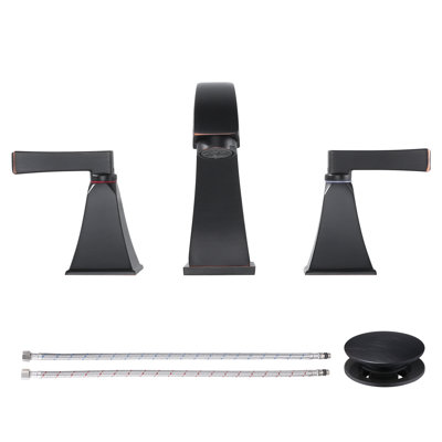 8 Inch Widespread Bathroom Faucet, 2-Handle Modern Bath Sink Faucet with Pop-up Drain and Supply Lines
