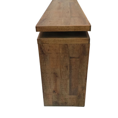 Keri Console Table, 60 Inch Solid Mango Wood Slab Top, Handcrafted Rustic Natural Brown, Organic Design