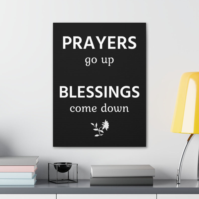Inspirational Wall Art Prayers Go Up Motivation Wall Decor, 16" H x 12" W