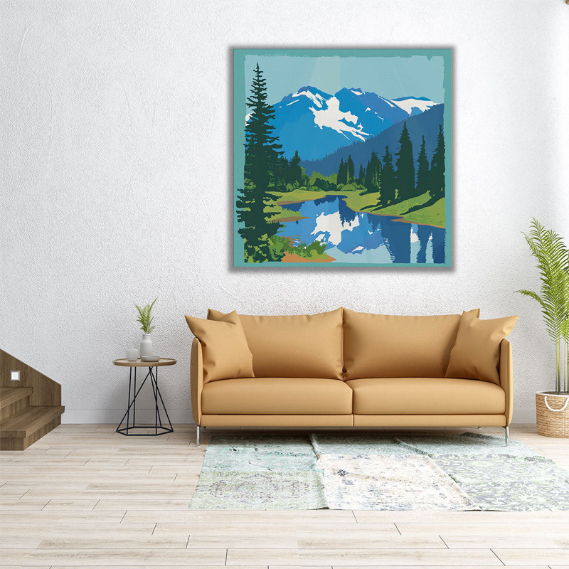 «Mountain Reflection I», reproduction d'art sur toile, H 12 po x l 12 po