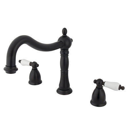 Kingston Brass Heritage Two-Handle 3-Hole Deck Mount Roman Tub Faucet, Oil Rubbed Bronze