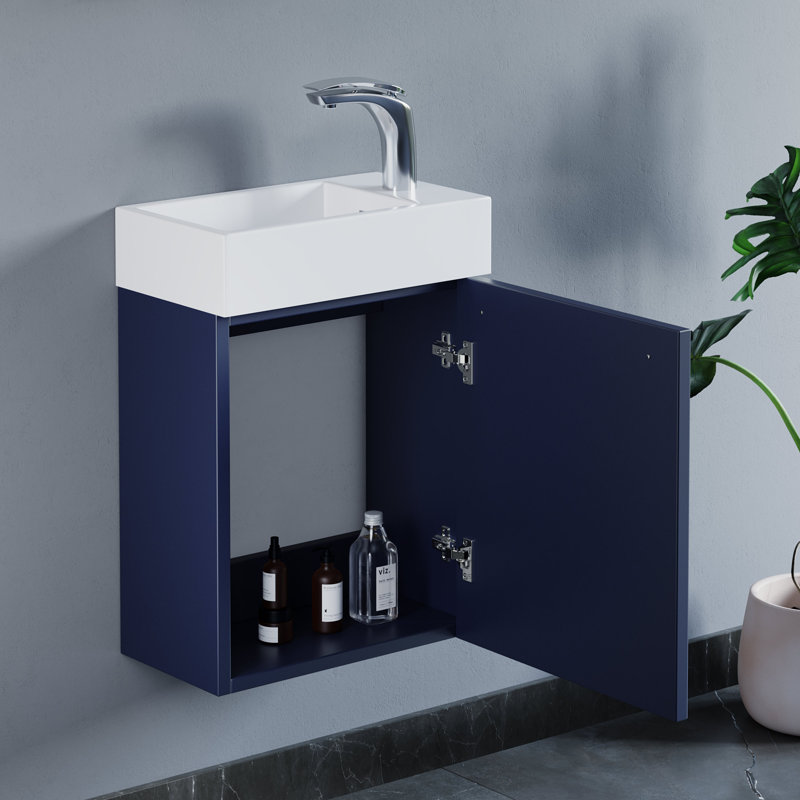 Ensemble de meuble-lavabo mural simple 18 po Mulberry, Marine