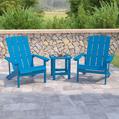 Balasi Indoor/Outdoor Adirondack Style Side Table and 2 Chair Set by Rosecliff Heights