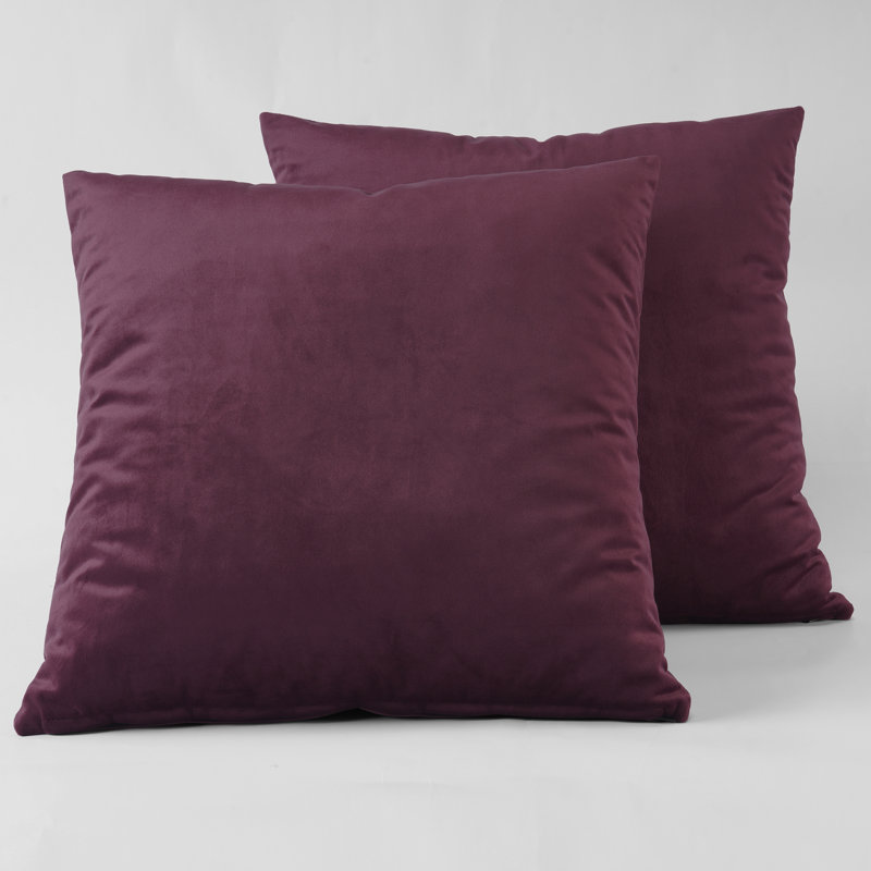 Heritage Plush Velvet Throw Pillow Covers - Decorative Pillow Covers, Winter Plum