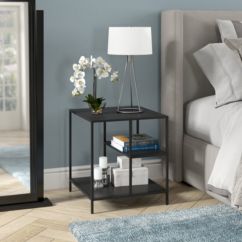 Winthrop Side Table with Storage, Blackened Bronze