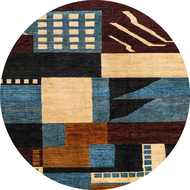Geometric Indoor Rug, Round 7'