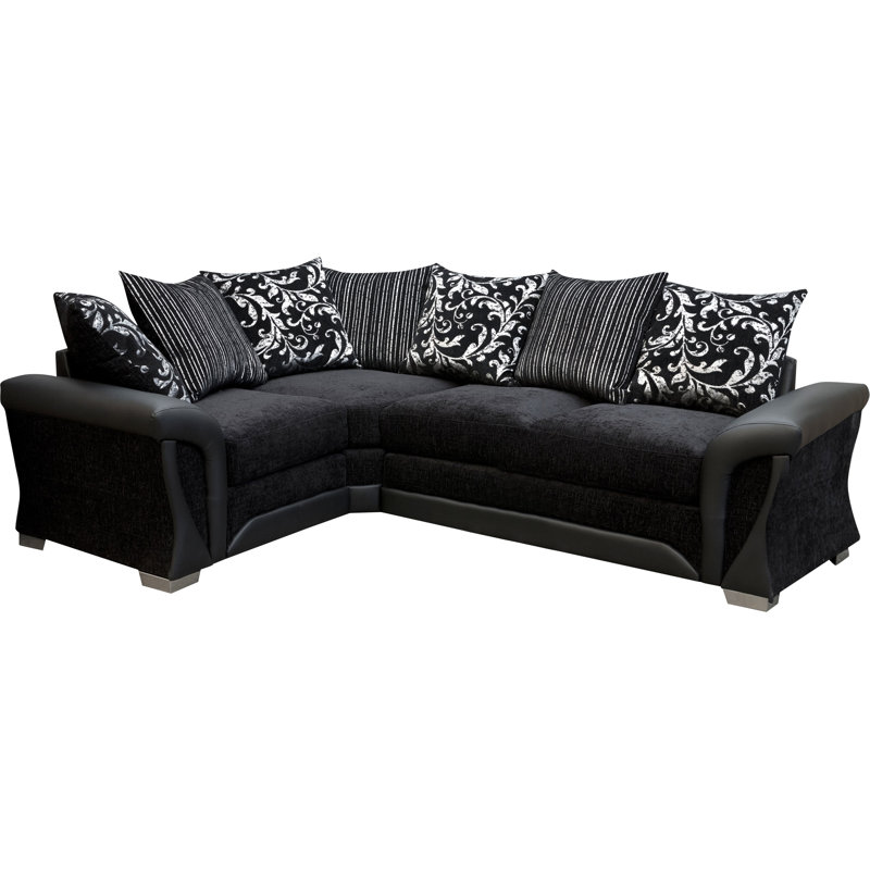 Bracamonte 4 Seater Corner Sofa , Black/Black, Left facing